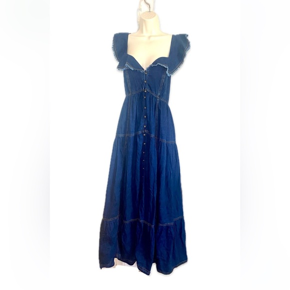 Pilcro Dresses & Skirts - Pilcro Sweetheart Flutter-Sleeve Denim Buttondown Dress Size 1X 100% Cotton
